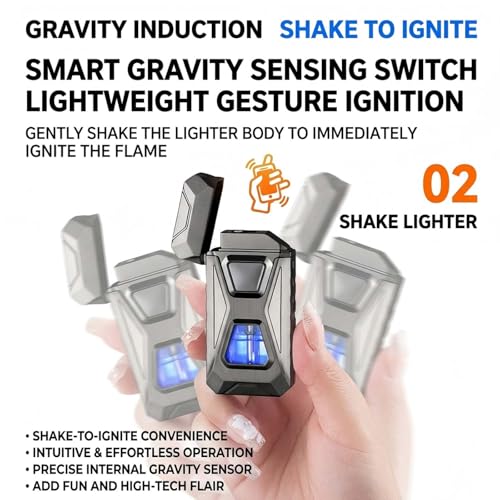 Encendedor Activado por Voz Doble Llama USB Recargable Gris miniatura 3