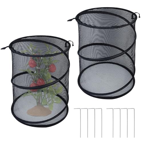 2 Pezzi Cappuccio Protezione Piante,Protezione Solare per Piante,Copertura Orto Pieghevole,Protezione in Rete Anti-Animali per Copertura Vegetale,Arbusti E Alberi Protegge Piante Dai Danni (Nero)