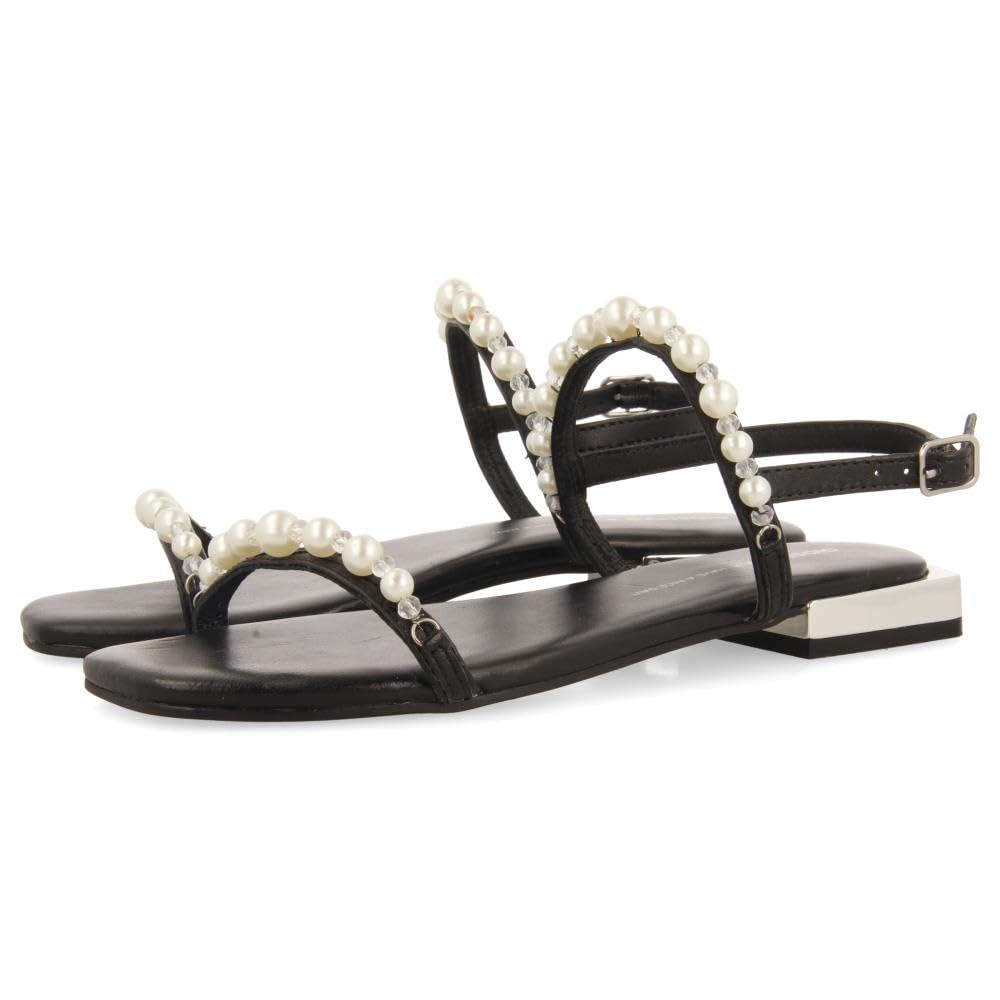 GIOSEPPO Women's Jewel Sandal Flat, Black, 6 UK