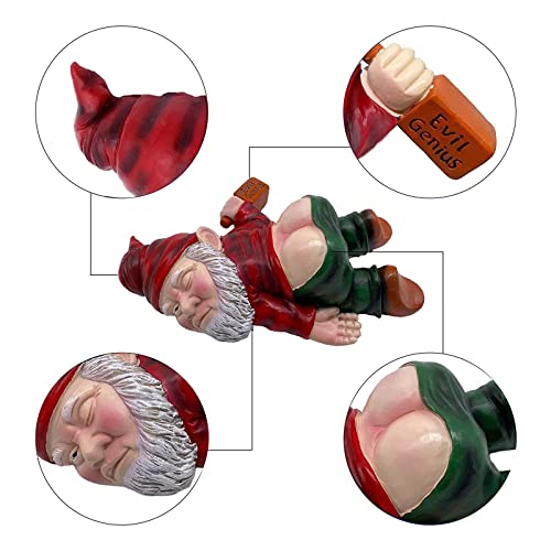 Minicar Funny Garden Gnomes Statues Outdoor Decor, Naughty Dwarf Figurine Inappropriate Knome Lawn Ornaments Yard Sculpture Decoration, Novelty Gifts For Women Men(Red) #TOP3