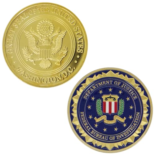 Moneda de desafío del FBI con acabado premium del gran sello y Departamento de Justicia