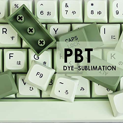 Image of Guffercty kred Gtsp Xda Profile Japanese Keycaps Pbt 122 Key Caps Set For Cherry Mx Covers Fullsize Tenkeyless 60% 65% 75% Fullsize Keyboard (Matcha)