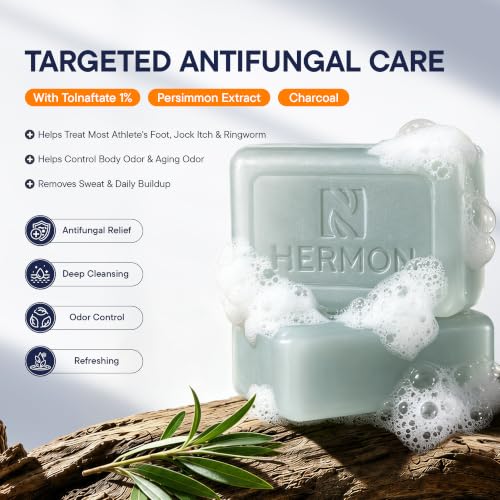 Hermon Antifungal Soap Bar: Antifungal Treatment for Ringworm, Jock Itch & Athlete's Foot with Tolnaftate 1% & Tea Tree Oil – Medicated Anti Fungal Soap for Skin Fungus – 2 Bars Alternate view