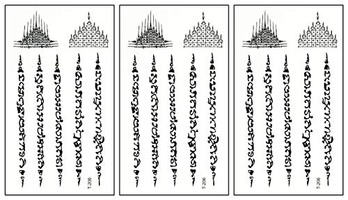 Rita Small Tattoos Muay Thai sak yant Talisman Thailand Cartoon Temporary Water Transfer Tattoo Paper for Women Kids Men Body Art Arms Legs Hand Neck Decorations Fun Party Gift (Pack 3 PCS.) (04)