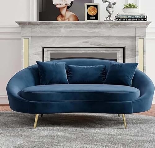 Image of 2-Seater Wooden Sofa Set | Compact, Cushioned Wooden Loveseat for Living Room & Bedroom | Stylish Wooden Couch for Small Spaces (Blue)