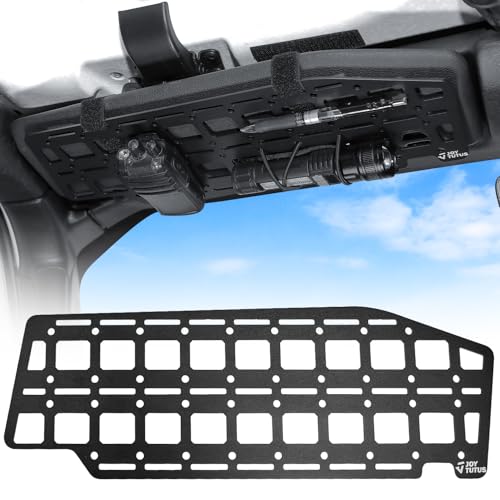 JOYTUTUS Sun Visor Organizer Compatible with 2018-2024 Wrangler JL & 2020-2023 Gladiator JT, Tactical Rigid Molle Panel Sun Visor Storage, Tactical Gear Rack