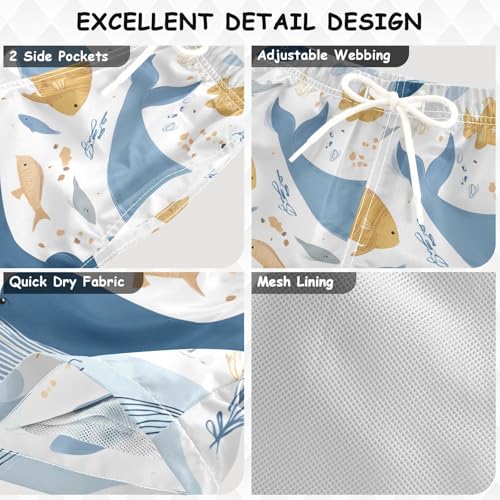 OREZI Boys Swim Trunk Blue Killer Whale Pattern Bathing Suit Swim Shorts for Toddler Kids Teens3