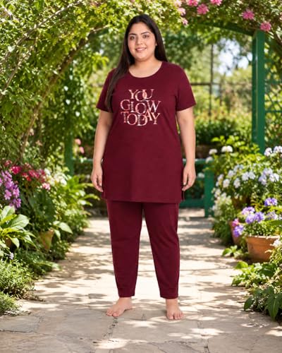 Image of In Love Women's Printed Cotton Plus Size Longline T-Shirt with Pockets | Cotton fabric - soft longline T-shirt with easy plus-size fit