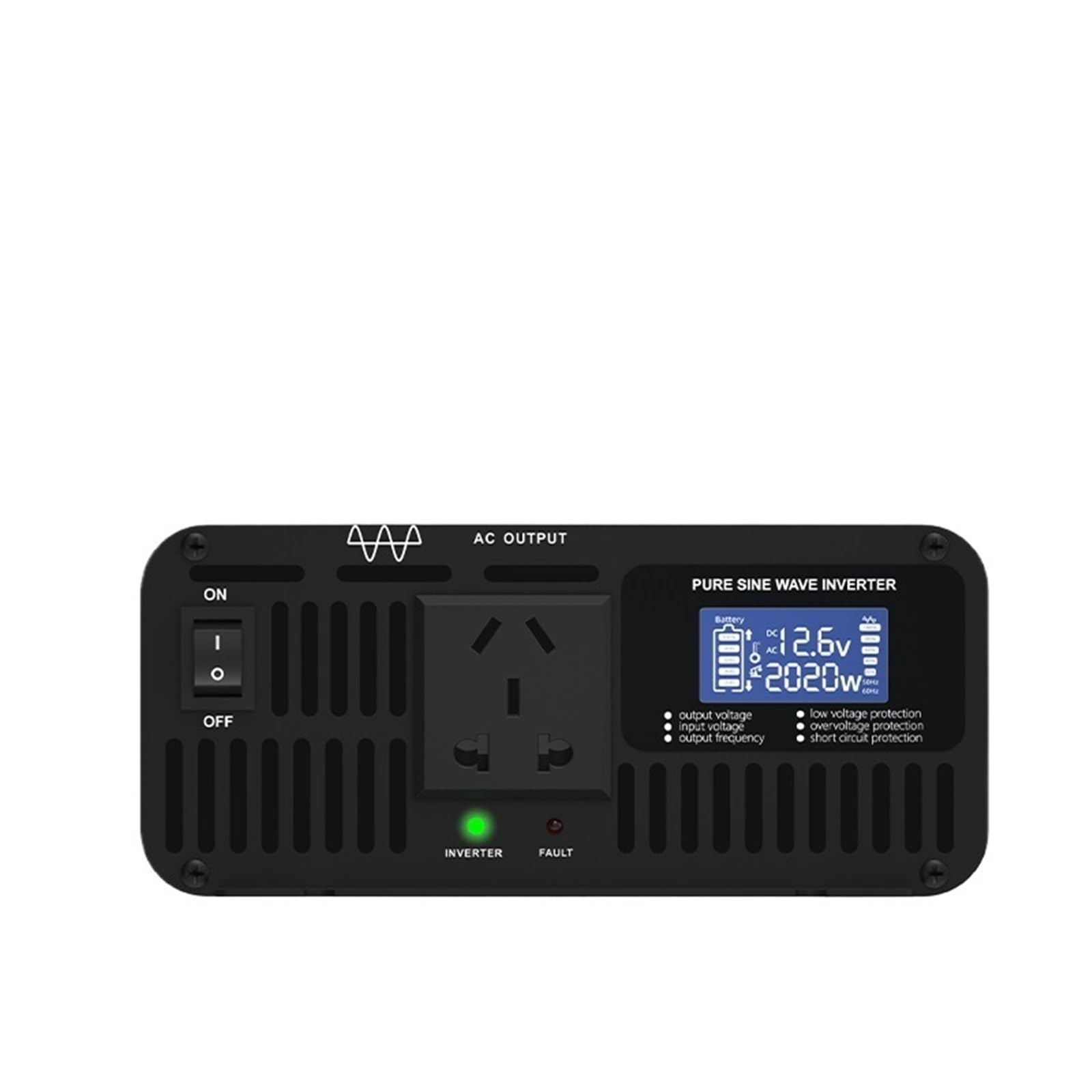 LCD 12V, 24V, 36V, 48V, 60V, 72V, 84V, CC a CA 100V, 110V, 120V, 220V, 230V, 240V, Entrada 2000W inversor de Onda sinusoidal Pura(2000W 50HZ,12V(10-15VDC)_240VAC)