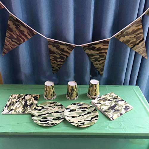 Hongfago Camo Partyset voor verjaardagsfeestjes, 41 stuks, camouflageparty, levering servet, papieren bekertjes… - Image 5