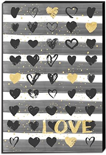 Kindred Hearts Black 12″x18″ Gold Hearts Love Canvas Art, 12×18 inches Kindred Hearts Black 12″x18″ Gold Hearts Love Canvas Art, 12×18 inches