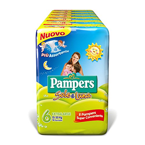 Pampers Sole e Luna Pannolini Extralarge, Taglia 6 (15-30 kg), 84 Pannolini