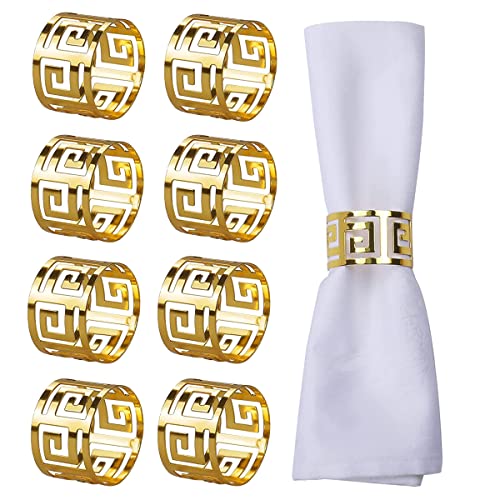 Juego de 8 servilleteros dorados para banquetes de metal con hebillas para servilletas, decoración de mesa para bodas, fiestas, banquetes Cover