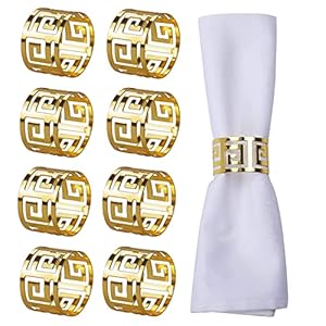 Serviettenringe Gold 8 Stück, Bankett-Serviettenring Metall Serviettenring Set Serviettenschnallen Halter…