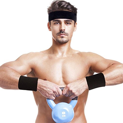 6 Sweatband Headband Wristband For Sports Basketball Running Football Crossfit #TOP5