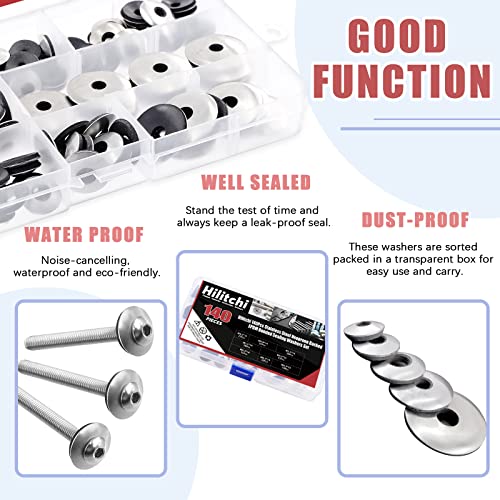 Hilitchi H-5363 140Pcs 8Sizes Stainless Steel Neoprene Epdm Bonded Sealing Gasket Washers thumb #4