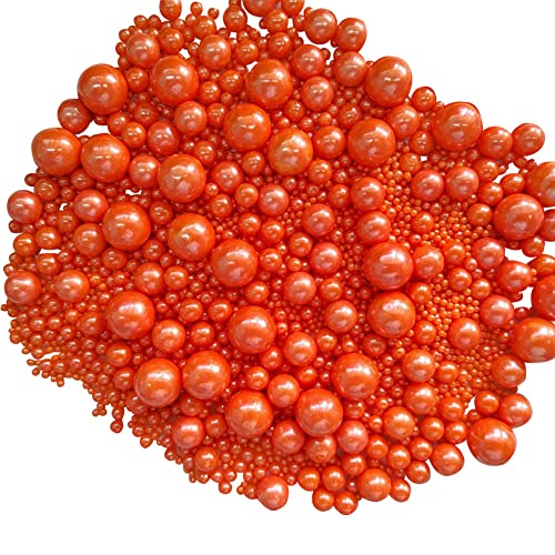 Image of Edible Orange Sugar Pearls Candy Sprinkles 120G / 4.23Ounce Baking Cake Sprinkles Cupcake and Cake Topper Cookie Decorations Wedding Party Valentines Halloween Christmas Supplies