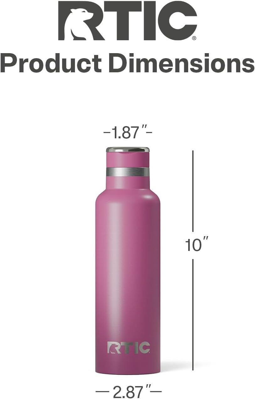 RTIC 20oz Journey Water Bottle Ceramic Lined Metal Stainless Steel Vacuum Insulated, BPA Free, Reusable, for Water, Hot and Cold Drinks, Travel, Sports, Camping, Orchid - Image 4