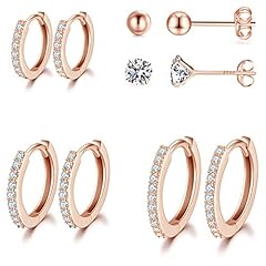 Rose Gold color-8mm 10mm 12mm+2mm ball +2mm CZ stud