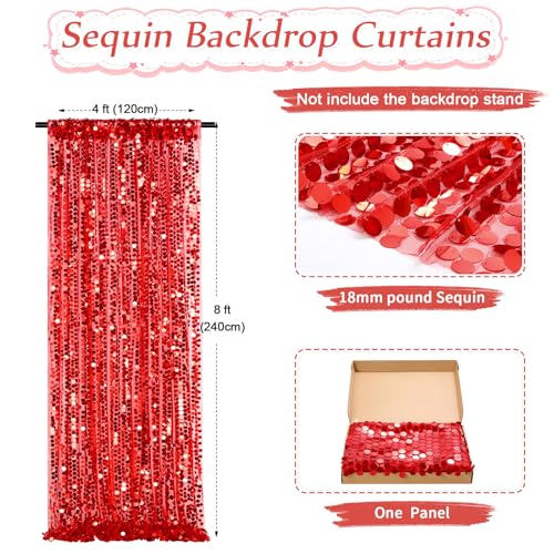 Cortina de lentejuelas roja 1 panel 4ft x 8ft miniatura 5