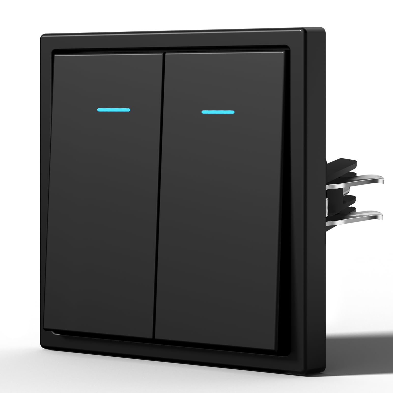 BSEED Light Switch Matte,Wall Toggle Switch with Led Indicator,Single Switch with Grappling Hook,Quick Connect,C-Series,2 Gang 1 Way,80mm Black