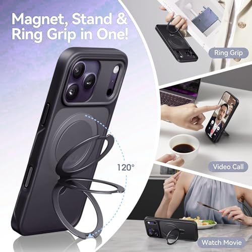 Image of AIBEX Back Cover for Apple iPhone 17 Pro Max MagSafe Compatible with OStand Ring Kickstand Magnetic Metal Alloy Ring | Wireless Charging | Slim Thin Scratch Resistant Armor | Protective Case -Brown