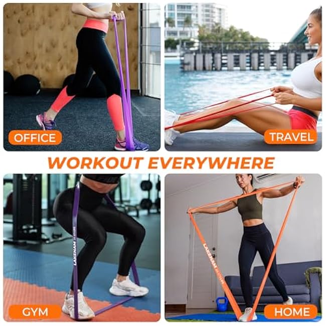 Resistance Bands Set, Exercise Workout Pull Up Assistance Bands with 6 Resistance Levels, Muscle Training Straps for Fitness, Working Out, Body Stretching, Physical Therapy, More