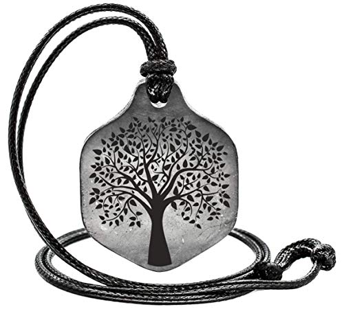 Wallystone Gems Shungite Pendant Hexagon The Tree of Life Engraving