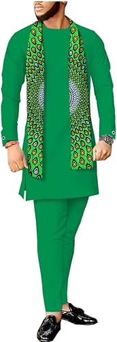 Ropa africana para hombre, camisas dashiki, pantalones Ankara y bufanda estampada, conjunto de 3 piezas tribal chándal dashiki atuendo
