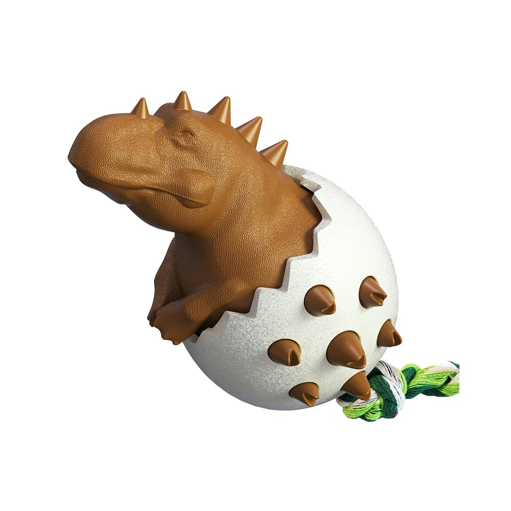 NALEINING Chew Toys for Dogs, Clean Teeth, Pet Teething Toys for Small, Medium and Large Dogs (Dinosaur - Brown)