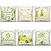 Set di 6 federe per cuscini estivi al limone, 40 x 40 cm, colore giallo limone per bicicletta, per soggiorno, divano, patio, esterno, fattoria, giallo, limone, decorazione per la casa