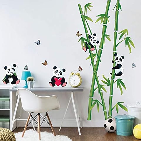 Decalmile Panda Bear and Bamboo Wall Decals Cover