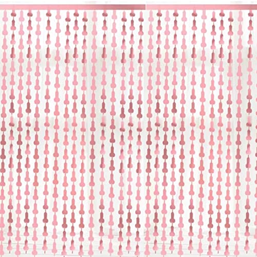 2 Pack Hen Party Accessories Tinsel Curtains| Rose Gold Foil Curtain Streamers Hen Do Decorations Foil Fringe Curtain| Hen Do Accessories Props Favours for Bridal Shower,Bachelorette Party Decorations