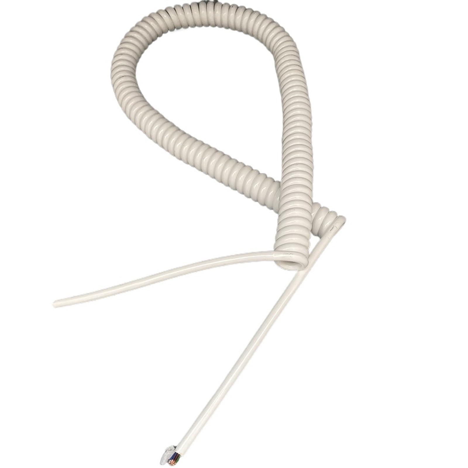 Einziehbares Spiralkabel, 4-adrig, 24 AWG, 0,2 mm2 | Hochelastisches Teleskop-Spiral-Verlängerungskabel aus weißem Signalfederdraht(Stretch 5 Meter)