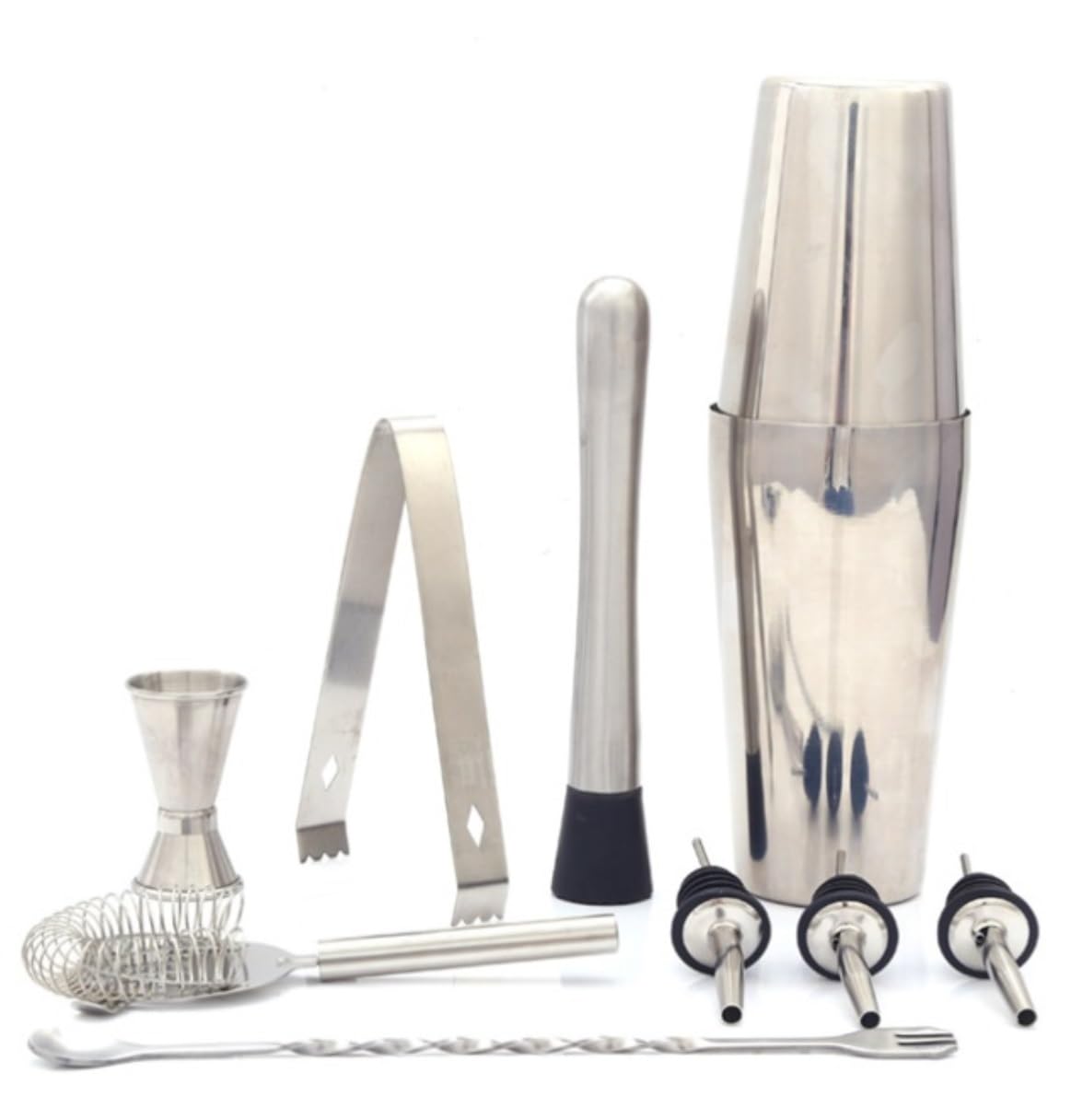 Coctelera Profesional 10 Uds. Coctelera para Coctelería, Juego De Utensilios para Bar, Juegos De Barras De Acero Inoxidable, Herramientas De Barman con Soporte Kit Coctelería