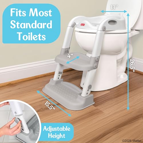 Fisher-Price™ Potty Training Seat with Adjustable Step Stool Ladder, 2-in-1 Potty Training Toilet for Toddlers with Splash Guard, Anti-Slip Pads, Cushioned Seat (Gray) - image 2