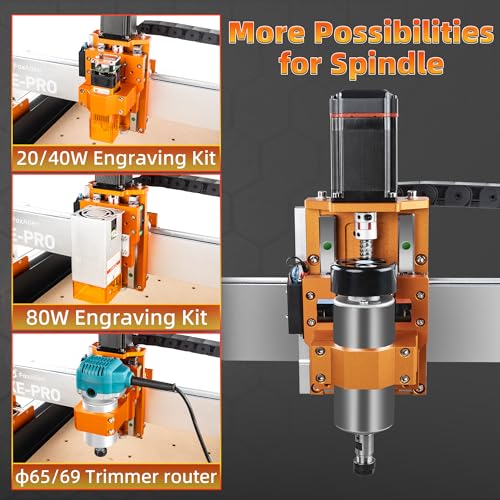 FoxAlien CNC Router Machine XE-PRO with Ball Screws, 400W Spindle 3-Axis Engraving Milling Machine for Wood Aluminum Cutting Upgradable to Linear Rails - Image 4