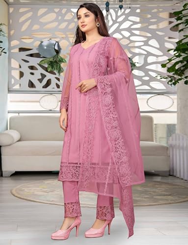 Image of Women Net, Cotton Rayon Kurta Pant with Dupatta Set (VVS1003-1)