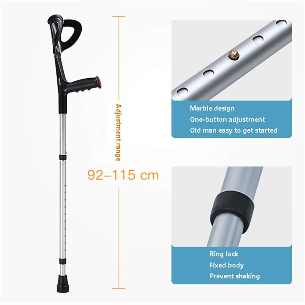 Muletas de antebrazo, muletas de antebrazo de aluminio para axilas 36.2-45.3 pulgadas Muletas de codo ajustables, bastón de agarre ergonómico Muleta de brazo liviano para regalos de padres y madres
