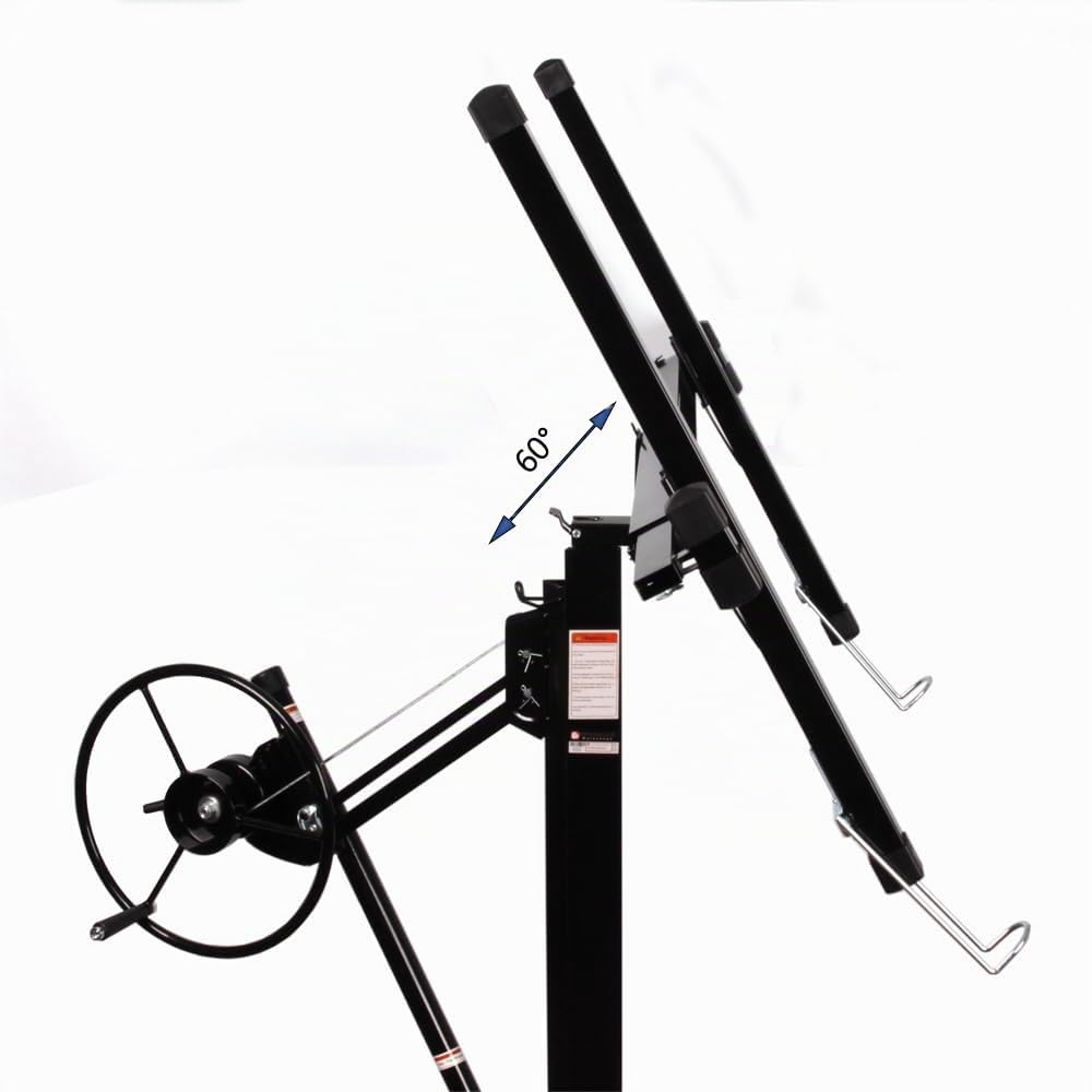 Springer Plattenheber für Trockenbau SW-PL68 mit Seilwinde – Werkzeug & Montagehilfe für Gipskarton & OSB – 68kg Tragkraft, 360° drehbar, klappbar, Höhenverstellung 140–335cm, Schwarz