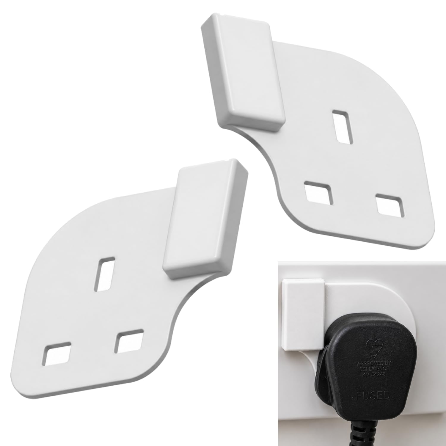 Socket Switch Guard Covers – Prevent Accidental Switch Off – Plug-Retained Design – No Adhesive Required – Fits Standard UK Sockets (1 Pair (2 Covers))