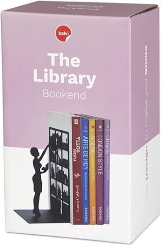 Miniatura 2 de Balvi The Library - Sujetalibros de metal, decorativo y funcional, para el hogar y la oficina, diseño negro resistente con parachoques