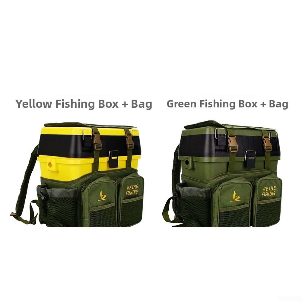 Sac à dos de pêche en nylon vert avec boîte de rangement de 36 l Sac de rangement étanche avec siège en maille respirante et sangles ergonomiques pour pêcheurs à la ligne 40 cm (B)