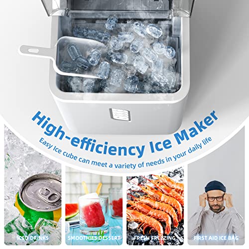 Eiswürfelmaschine Klein, Hocheffiziente Eiswürfelbereiter, 9Stück/6-8Mins, 12kg/24H, L&S Eis, Auto Reinigung… – Bild 7