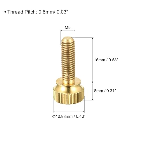 Miniatura 49 de uxcell 5 tornillos moleteados para el pulgar, pernos de hombro de latón M5 x 0.472 in, perillas de agarre escalonadas para PC, electrónicos