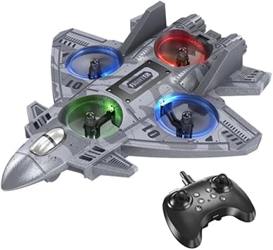 Drone rc Multi Aircraft with Remote Control, Advanced Fighter Jet Design, 2 Rechargeable Batteries Included, LED Lights, Precise Control, Easy Flight, EPP Fall Resistant, 2.4 GHz
