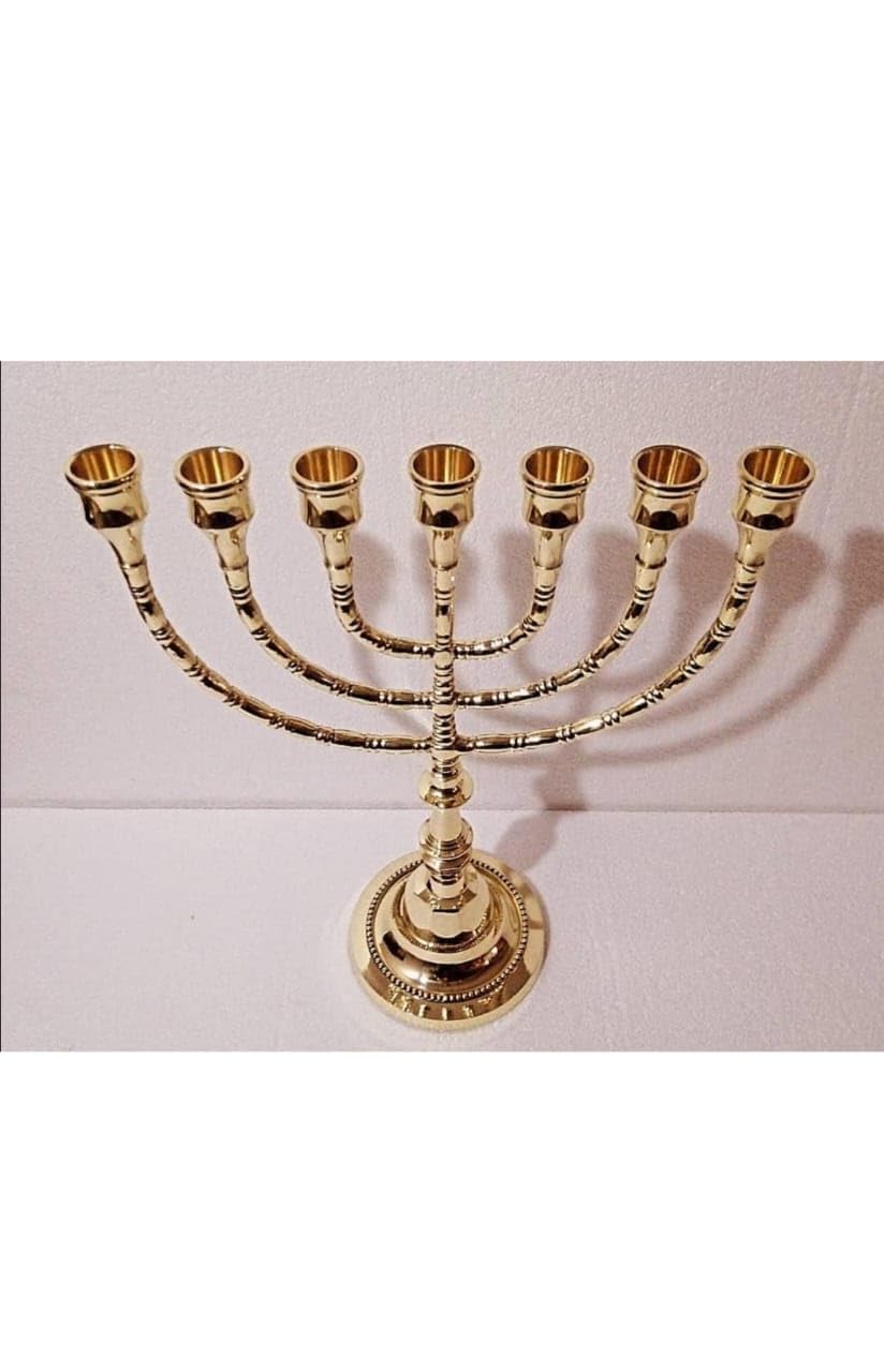 Pure Brass Menorah 7 Branches Candle Stand (12 inches)-image-22