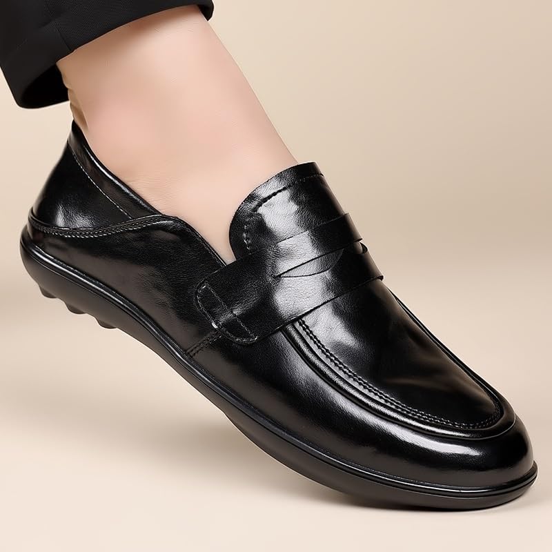 Men's Hands Free Slip On Walking Leather Shoes Loafers for Driving Walking Wedding Outdoor Indoor3