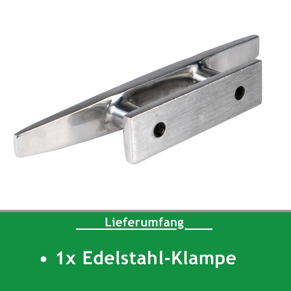 Klampe 150mm aus Edelstahl rostfrei V4A | Belegklampe für Sonnensegel & Boote Zubehör | salzwasserbeständig & hochglanzpoliert