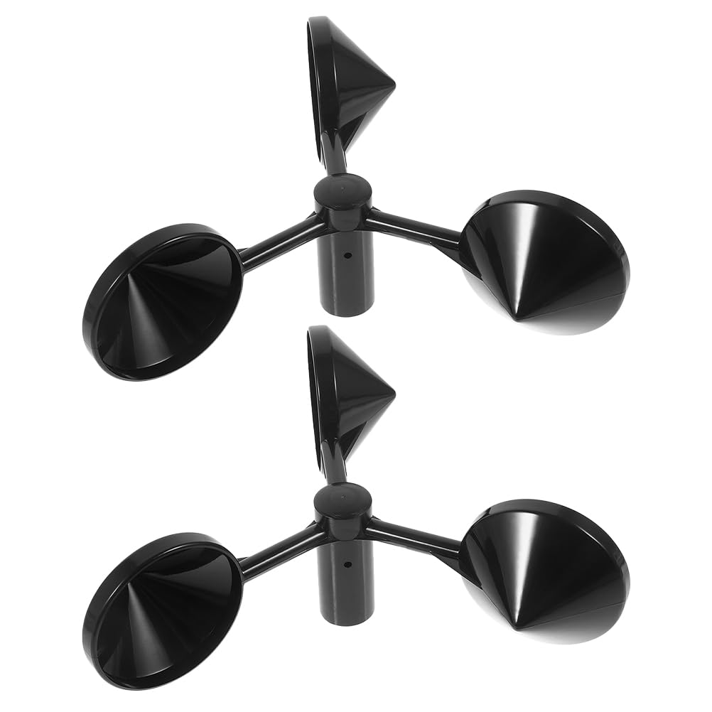 Amosfun Boîtier D’anémomètre Extérieur Abs Noir, 2 Pièces, Capteur de Mesure du Vent à 3 Coupelles pour Surveillance la Vitesse la Direction du Vent